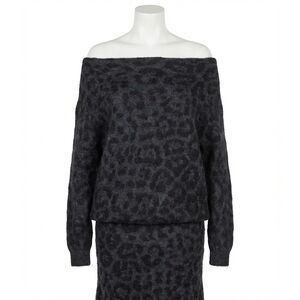 NEW VALENTINO mohair wool polyamide sweater in grey melange/black